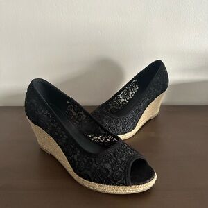 Black Lace Wedge Shoes